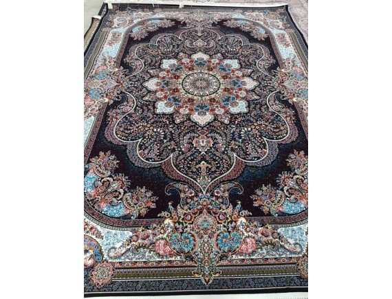 فرش700 شانه طرح نسترن زمینه سرمه ای